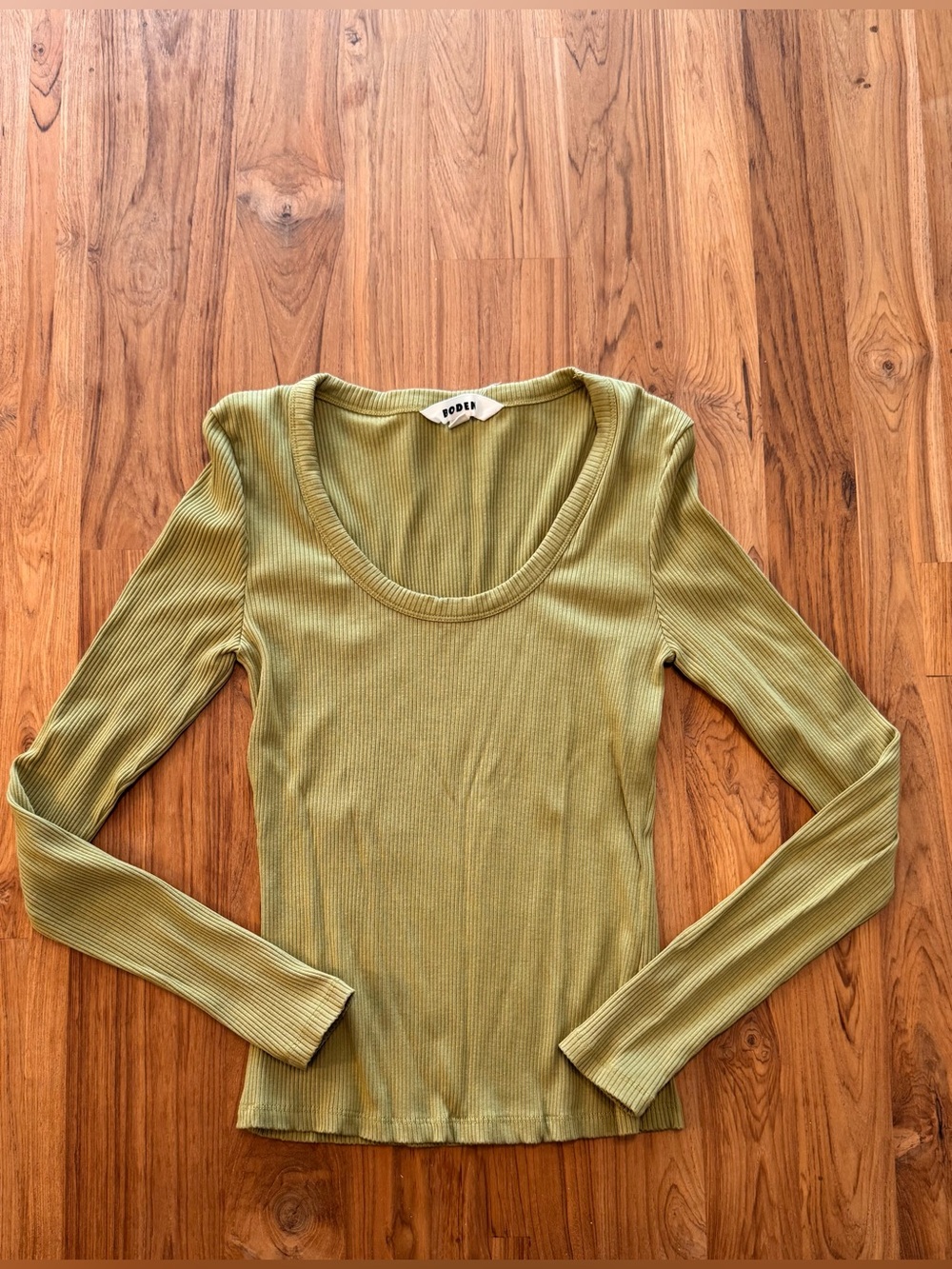 Boden Ribbed Long Sleeve Shirt Women’s Small Green